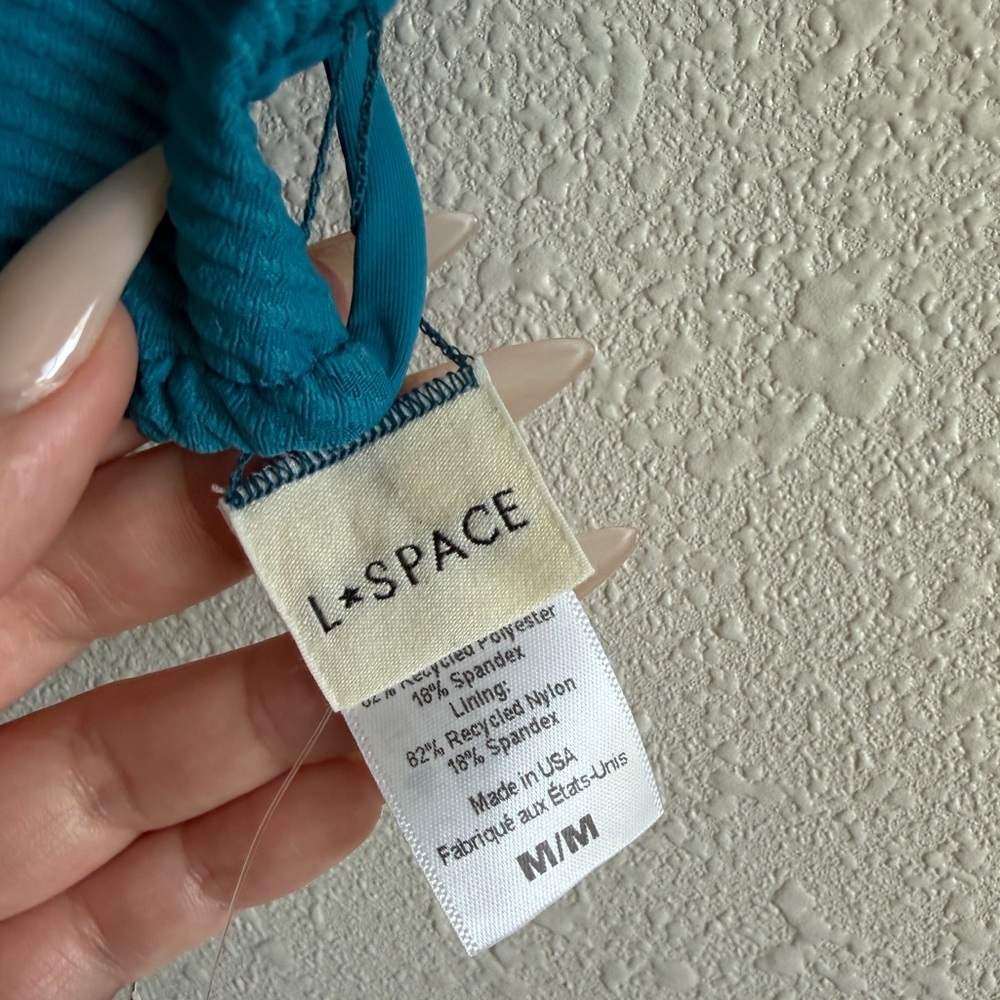 L*SPACE Brittany Ribbed Bikini Top in Mediterranean Blue - Picture 7 of 8